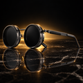 Vovan Shades round steampunk sunglasses on black marble